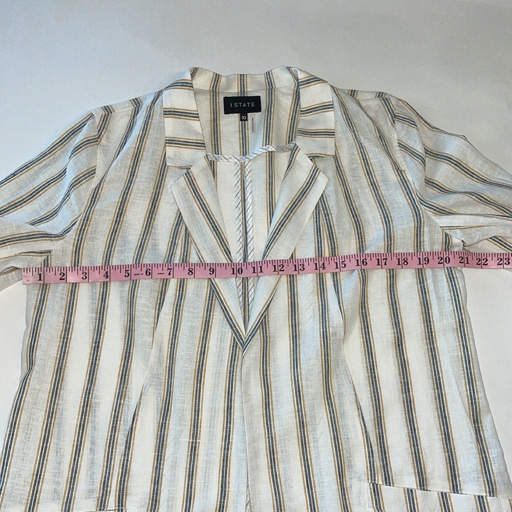 1. State Blazer Jacket White Striped Linen Size 10 NWT - Picture 15 of 17